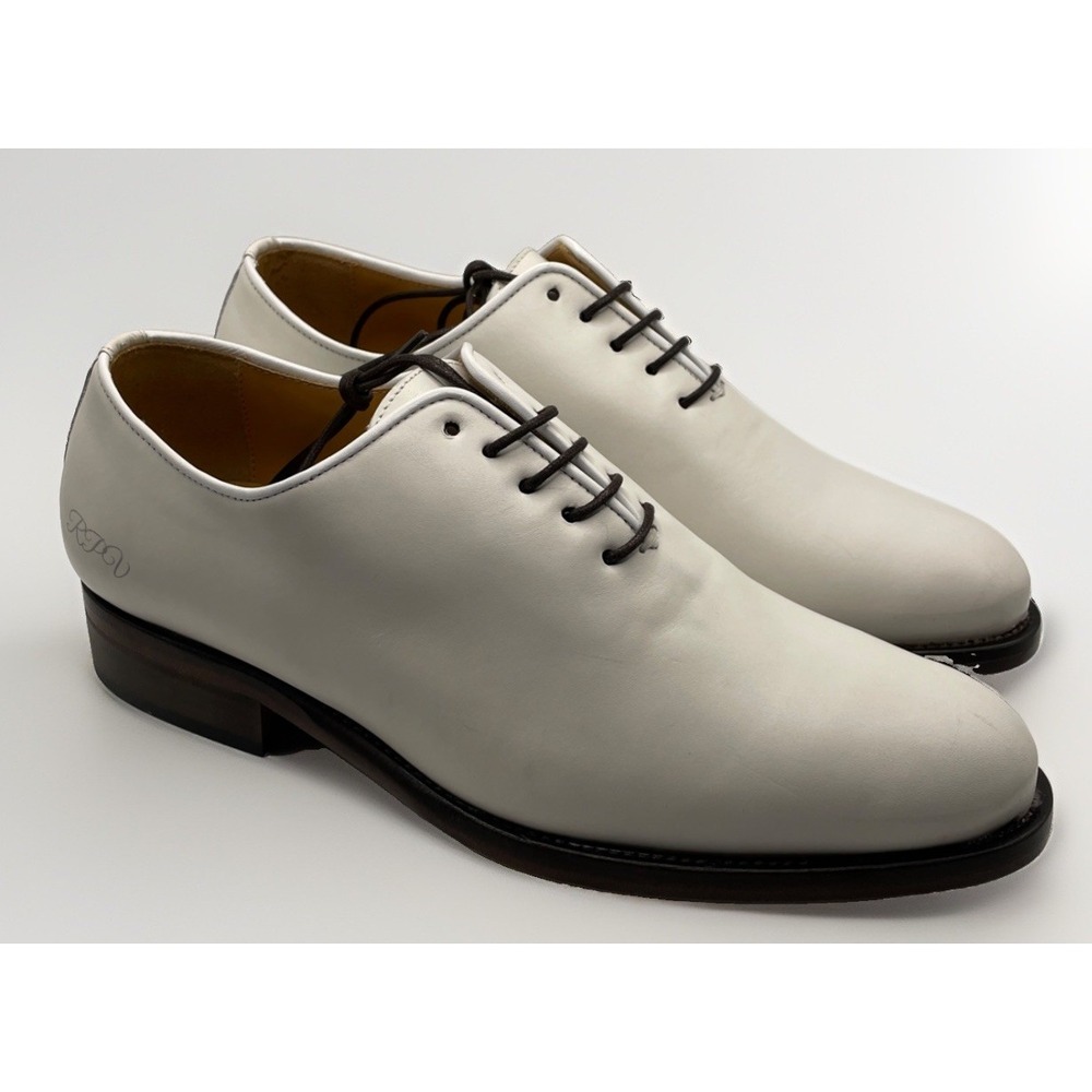 Hockerty Wholecut White Leather Lace Up Oxfords Men's Size 7 US 39 EU